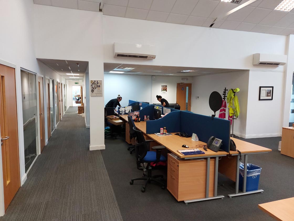 Clean and organised office maintained by Aston’s commercial cleaning services in Milton Keynes